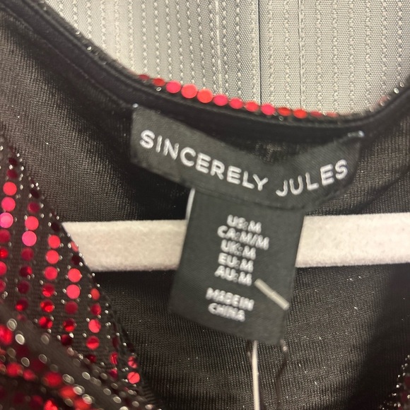 Sincerely Jules Hot Pink & Black Sequin Sparkle Cowl Neck Crop Top—Size M NWT 86 - Picture 5 of 9